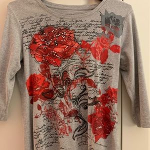 Grey top with print front